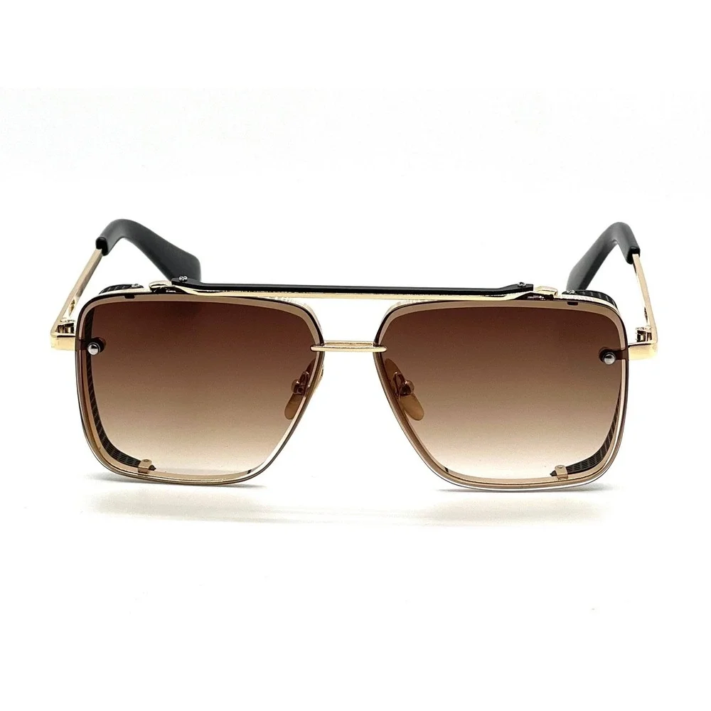 Square Aviator Sunglasses Gold Frame Brown Gradient Lens Fashion‎ Shades Classy